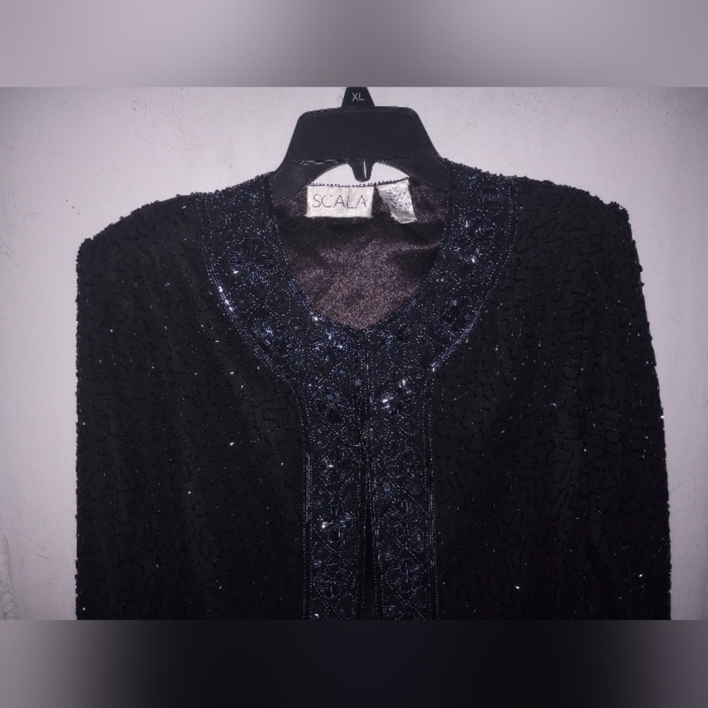 Scala Silk Beaded & Sequined Jacket Blazer - image 6